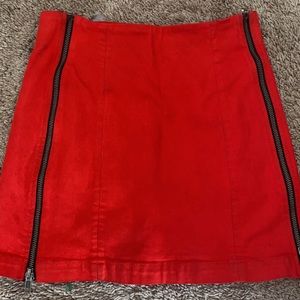 Red double zip skirt